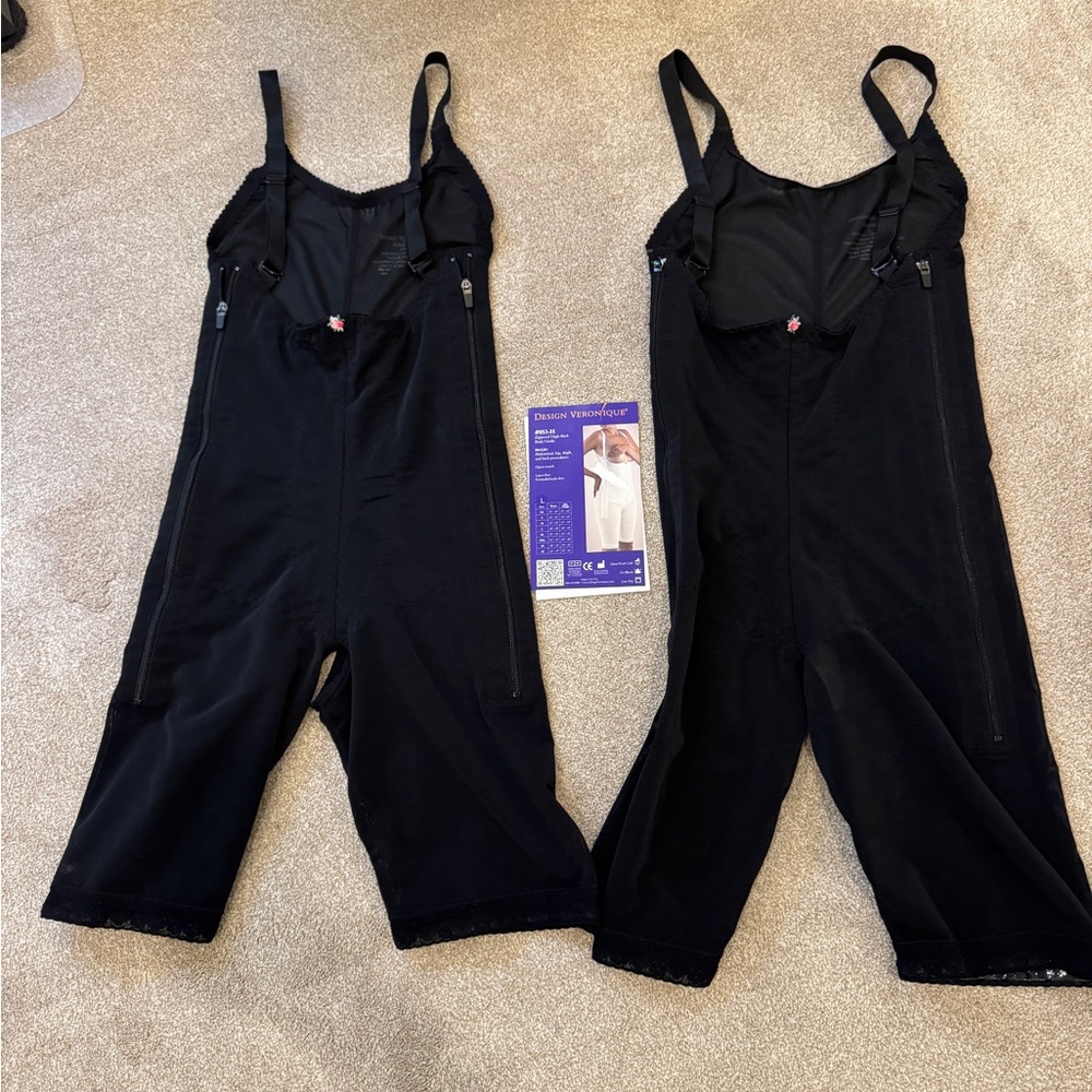 Design Veronique Black Post-Surgical Body Garment (Stage 1) - 2 garment pair!